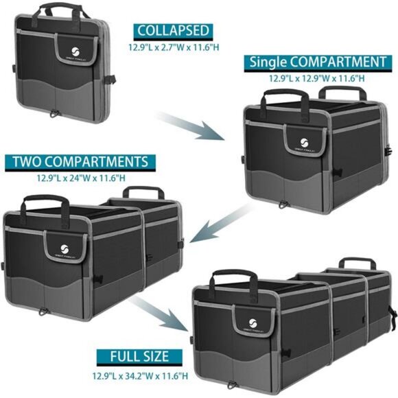 Trunk Organizer with Cooler, Collapsible Trunk Storage w/ Non Slip Bottom Strips - Picture 3 of 7